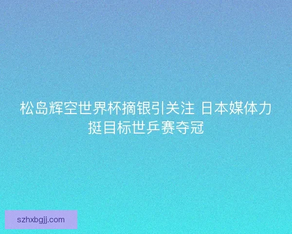 松岛辉空世界杯摘银引关注 日本媒体力挺目标世乒赛夺冠