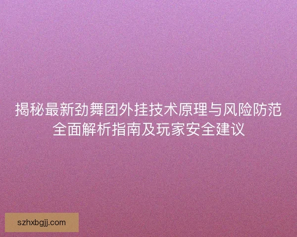 揭秘最新劲舞团外挂技术原理与风险防范全面解析指南及玩家安全建议