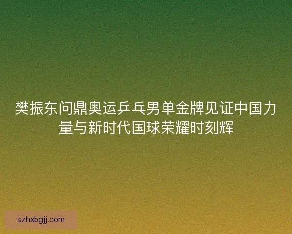 樊振东问鼎奥运乒乓男单金牌见证中国力量与新时代国球荣耀时刻辉