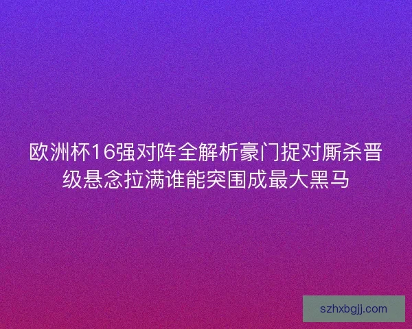 欧洲杯16强对阵全解析豪门捉对厮杀晋级悬念拉满谁能突围成最大黑马